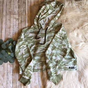 PINK Cropped Camo Hoodie